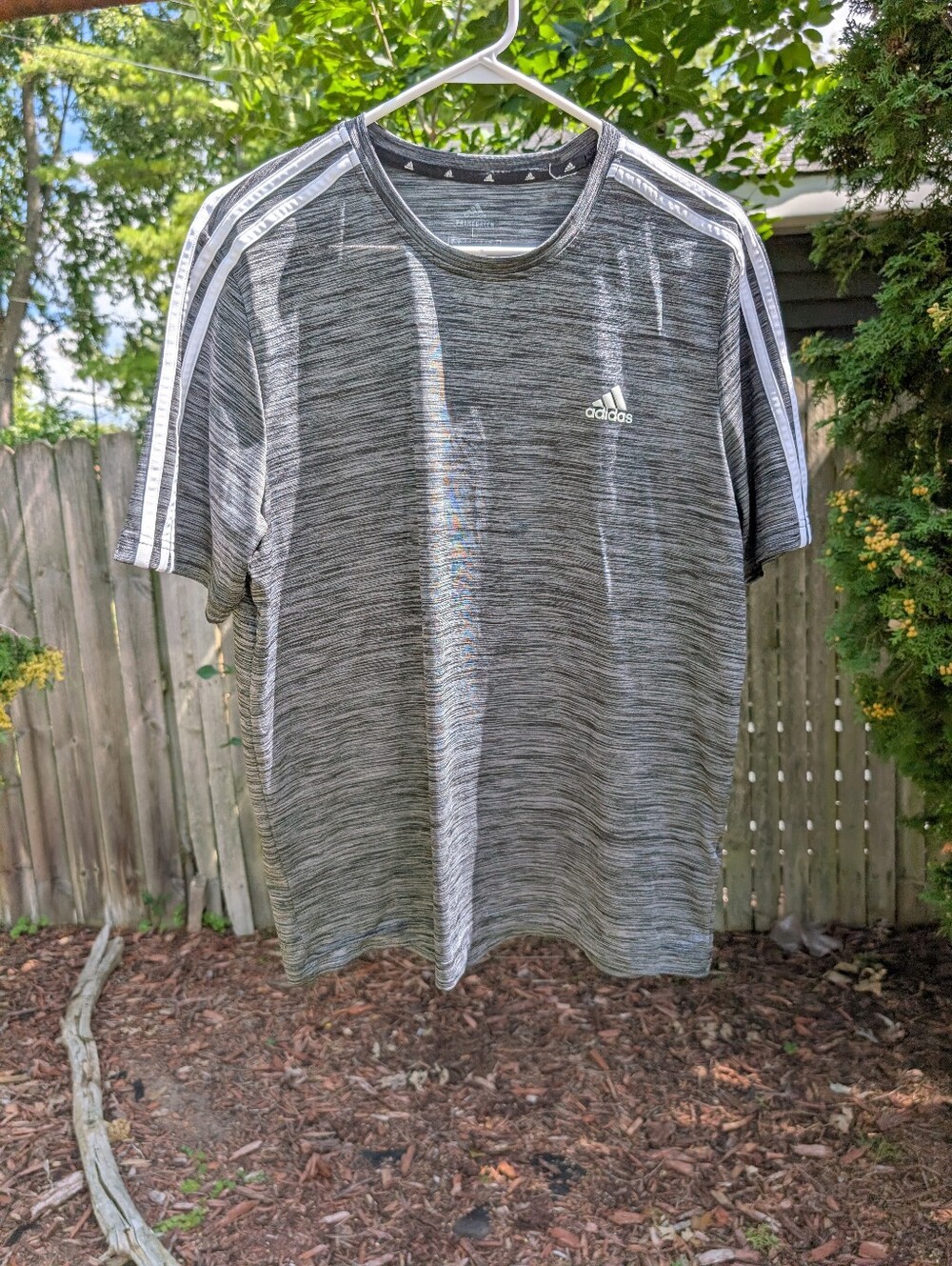 Adidas Aeroready Space-dyed Grey Athletic T-shirt Size Large